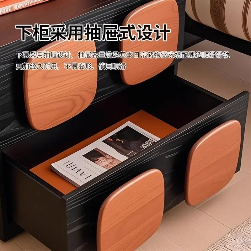 Medieval Solid Wood Chocolate Cabinet Living Room Storage Bedroom Small Apartment Bucket Cabinet Homestay Entrance Decorative
