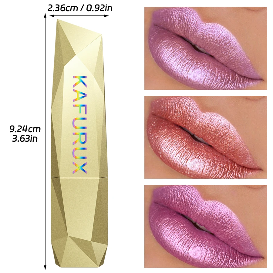 1PC グリッターメタリック口紅仕上げ保湿 19 色赤ピンクスパークリング高着色リップティント唇メイクアップギフト cosmet