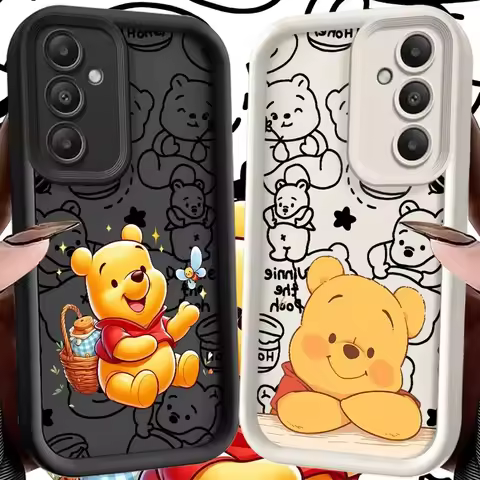 Shockproof Case For Samsung S24 S23 S22 S25 Ultra S20 FE S21 Plus A54 A55 A35 Silicone Shell Phone Cover Disney Winnie The Pooh