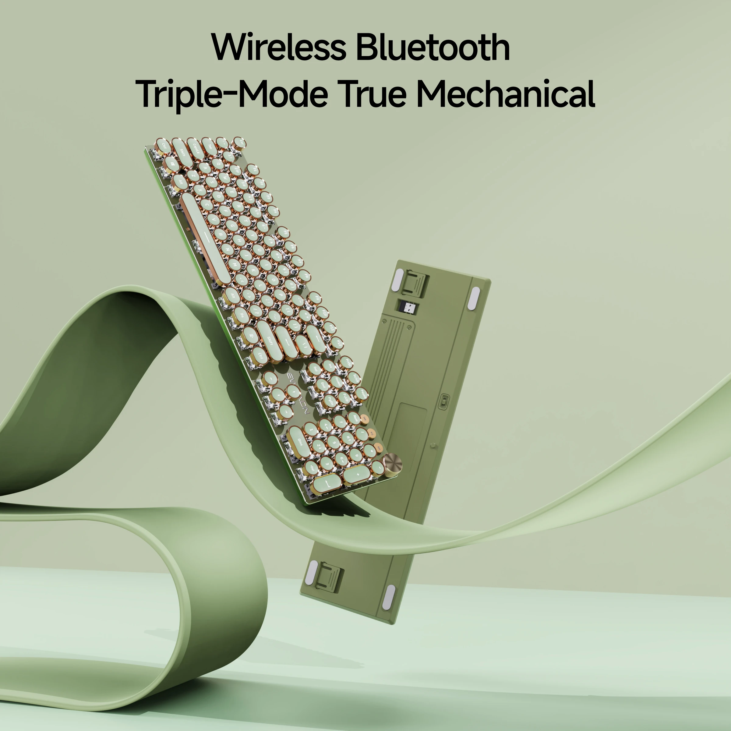 EWEADN Mechanical Keyboard 2.4GHz Wireless/Bluetooth/Wired, Steampunk Style,Ergonomic, Gaming/Esports, Laptop/Desktop/Office - Image 5