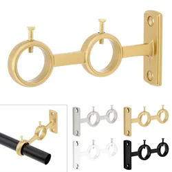 Curtain Rod Bracket Curtain Rod Holder Double Hole Curtain Rod Hooks Base Thickened Hook for Living Room Bedroom Curtain Rods