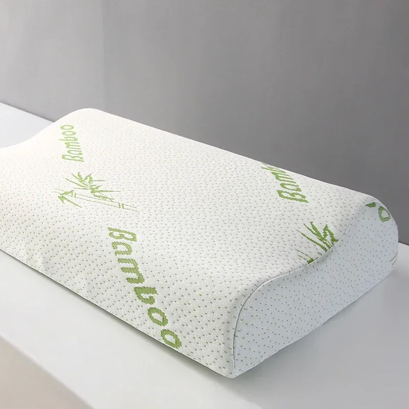 60X40/50x30CM Bamboo Fiber Pillow Slow Rebound Health Care Memory Foam Pillow Wave Pillow Orthopedic Pillows Support NeckRelief