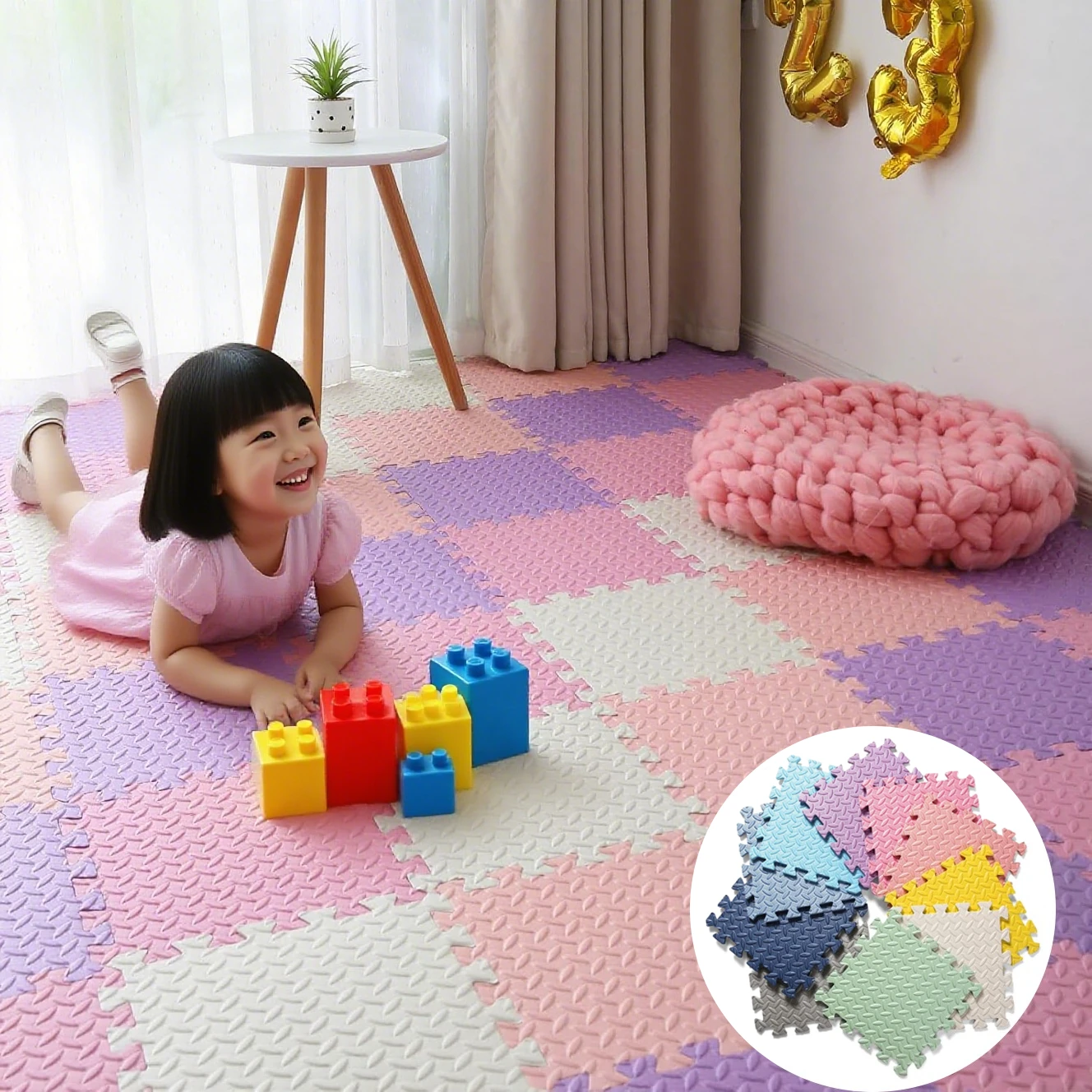 15pcs Foam Interlocking Floor Mats Soft Non-Toxic Baby Play Mat Solid Colored Puzzle Anti-slip Floor Mats Baby Toddler Carpet