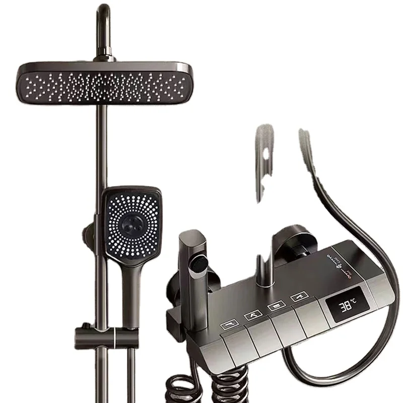 

Bathroom Wholesale Cheap Hot Selling Square Bathroom Shower System Smart Digital Display Thermostat Baby Hotel Rain Shower Set