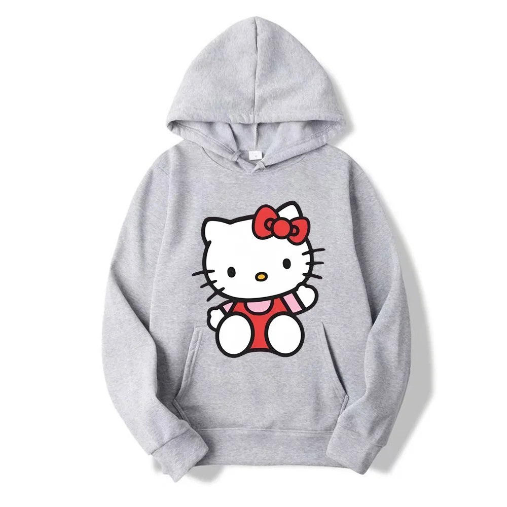 2024 New Cartoon Hello Kitty Men Women Print High Quality Boys And Girls Fleece Hoodies Parent-Child Clothing Pullover Tops