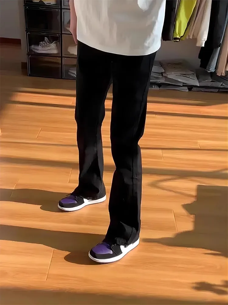 

Bla Slim Fit Straight Leg Jeans Men Summer Trendy High Street Vibe Bootcut Pants Knife Waed mid High Waist Jeans