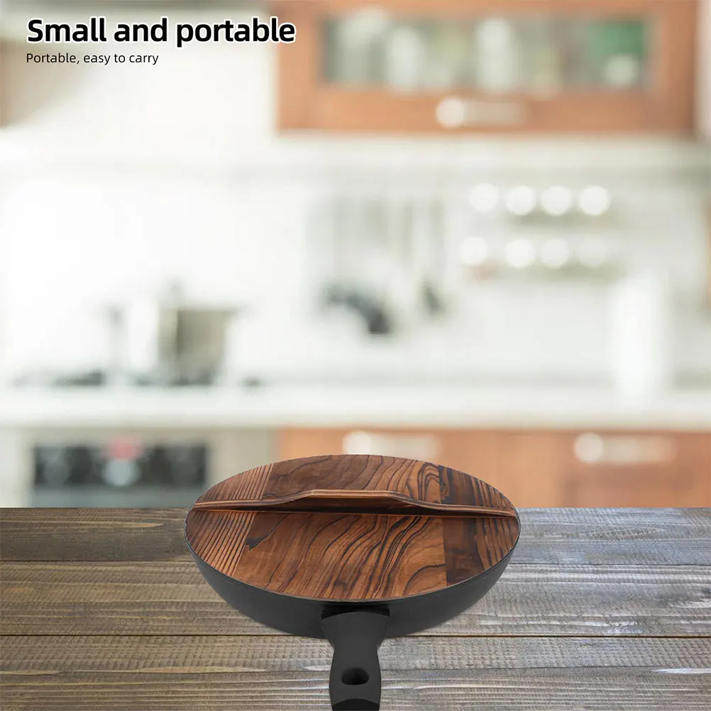 

Wooden Anti-Splash Anti-Scalding Thick Pot Household Kitchenware Replacement Frying Pan Reusable Wood For Home Kitchen Gadget