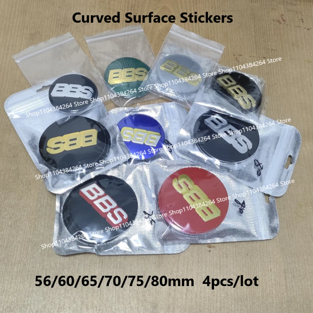 

4pcs [56/60/65/70/75/80mm] Curved Surface Stickers Car Wheels Center Cap Hub Stickers for BBS Center HubCap Sticker Accessories
