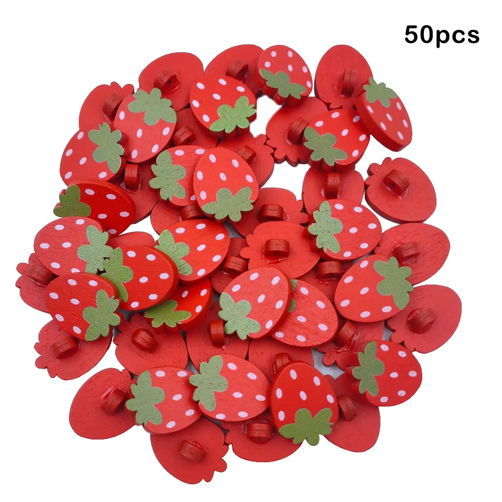 50 Pieces Strawberry Buttons Decorative Accessories Sewing Fastener Beautiful Kids DIY Button Needlework Garment Shoes