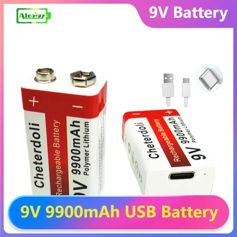 

Aleaivy 9V 9900mAh USB rechargeable battery is suitable for cameras and other series of electronic products+USB charging cable