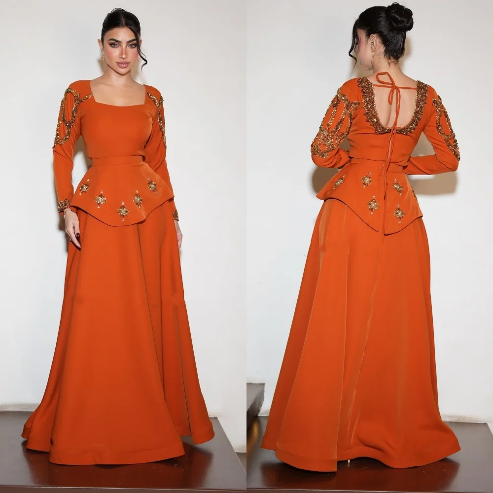 

Индивидуальные модные джерси со складками и блестками, трапециевидные платья с квадратным вырезом, длинные платья на заказ, вечерние, сложности, элегантные