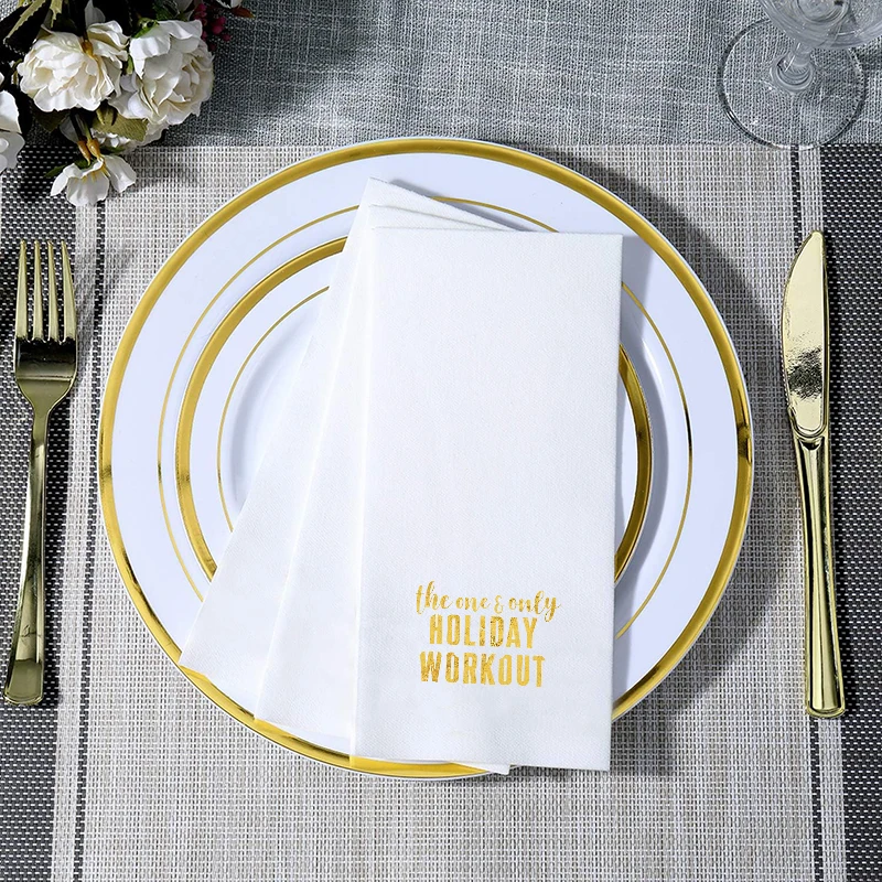 20Pcs  33×40CM  3-layer Gold foil napkin Live performance at large-scale events and evening parties