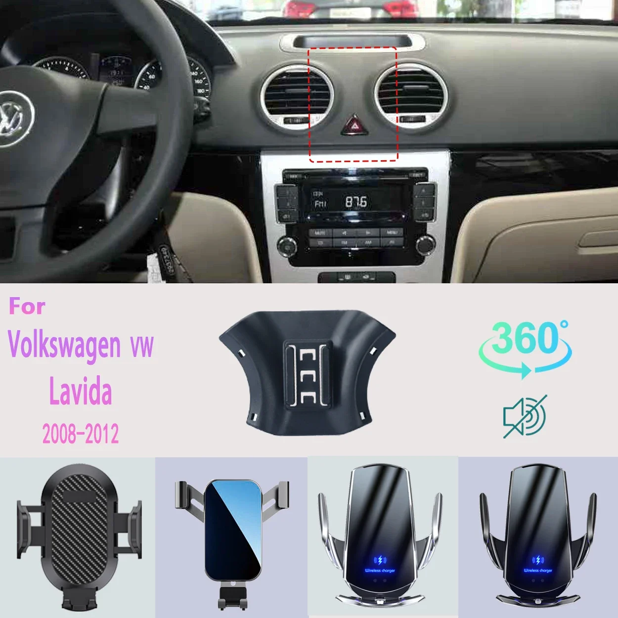 

Car Phone Holder For Volkswagen VW Lavida 2008 2009-2011 2012 Mobile Phone Support Car Mounts Wireless Charging Car Accessories