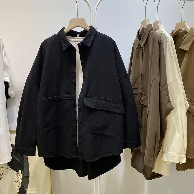 

2025 Spring and Autumn New Women's Commuter Collar Splicing Oversized Workwear Jacket