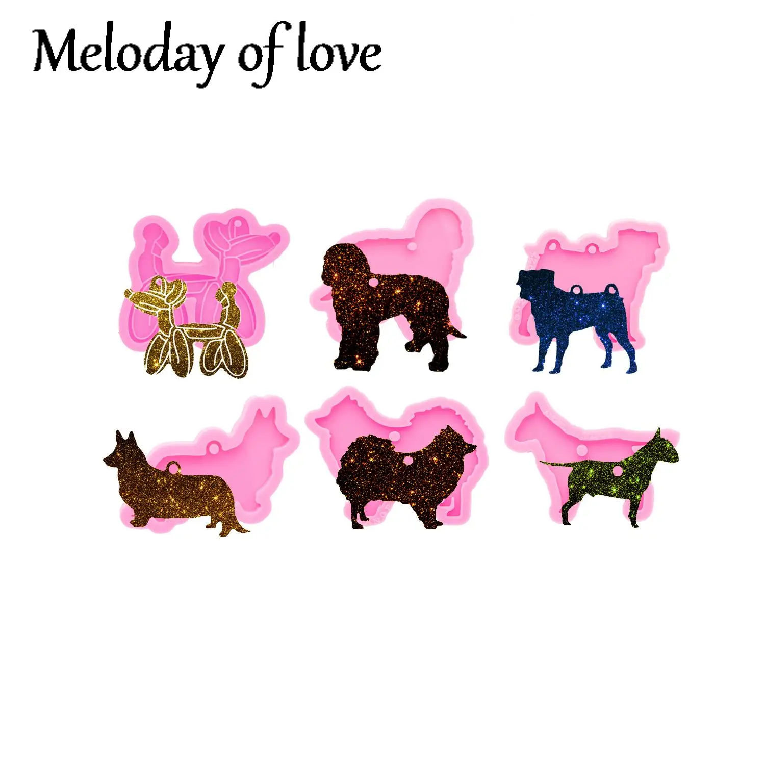 Parlak balon köpek Corgi kalıp Pug silikon reçine kalıp DIY el yapımı epoksi çikolata yapımı polimer kil DY0606