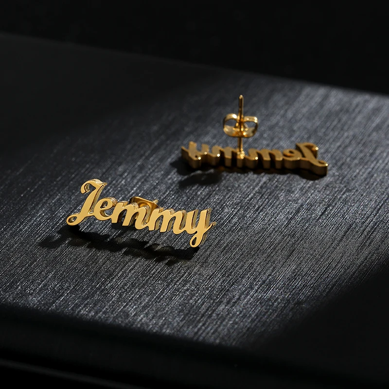 Cute Name Stud Earrings For Women Girl Fashion Jewelry Customized Stainless Steel   Initials Letter Earrings Personalized