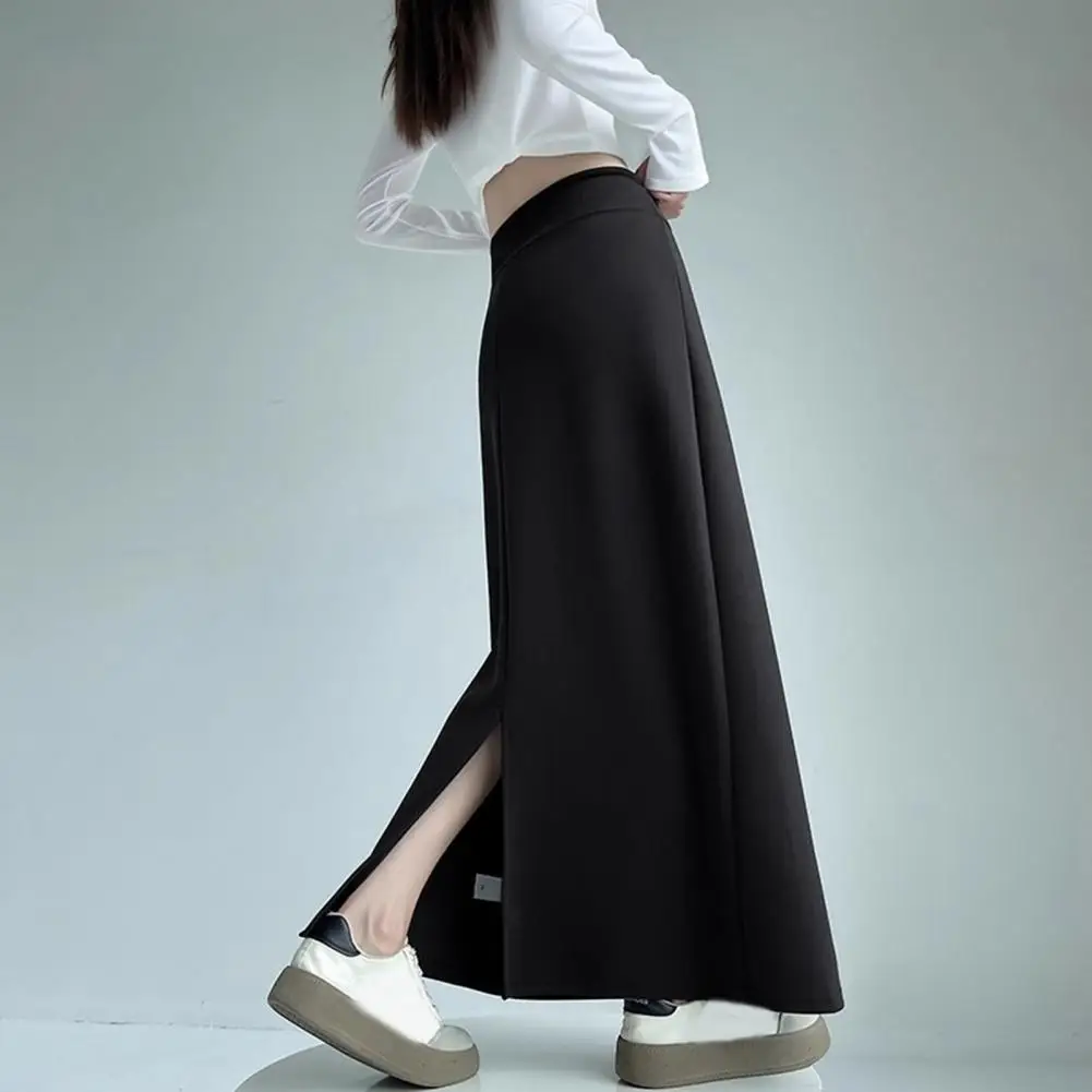 

Athletic Skirt Women’s High Waisted Sport Skirt with Adjustable Drawstring Long Athletic Skirt Casual Hem Slit in Solid Color