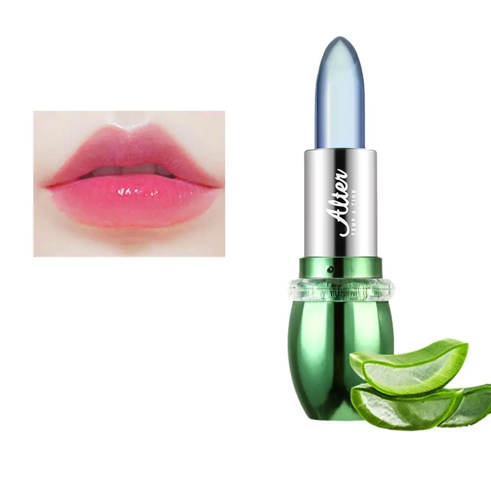 Bálsamo labial de aloe vera, mudando de cor, geléia, hidratação, maquiagem, bálsamo labial, vara hidratante, hidratina, g3o3