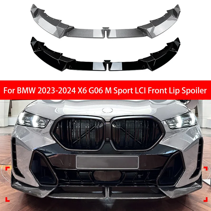 

For BMW X6 G06 M Sport LCI M60i 2023-2024 Auto Paraurti Anteriore Labbro Mento Paraurti Anteriore Spoiler Splitter Bodykit