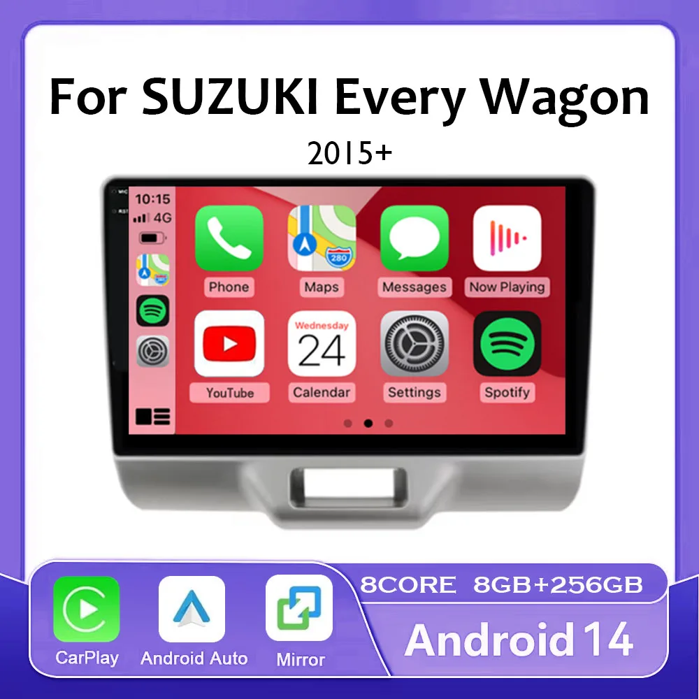 

Android 14 Cooling Fan 8GB 256GB For SUZUKI Every Wagon 2015+ Car Multimedia Player GPS Navigation Radio 360 Camera DSP Stereo