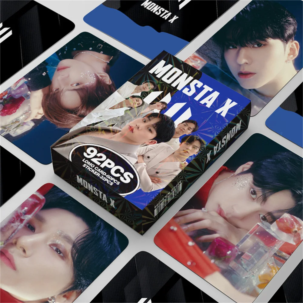 92Pcs/Box MONSTA X Day After Day Album Lomo Cards Stickers MINHYNK JOOHEON HYUNGWON I.M Glossy Film Photocards Decals Fans Gifts