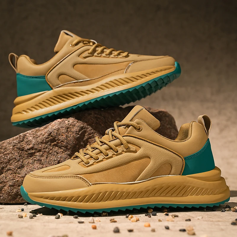 

2023 весенняя новая мужская повседневная обувь, удобные модные кожаные кроссовки, молодежные однотонные спортивные мужские трендовые противоскользящие туфли