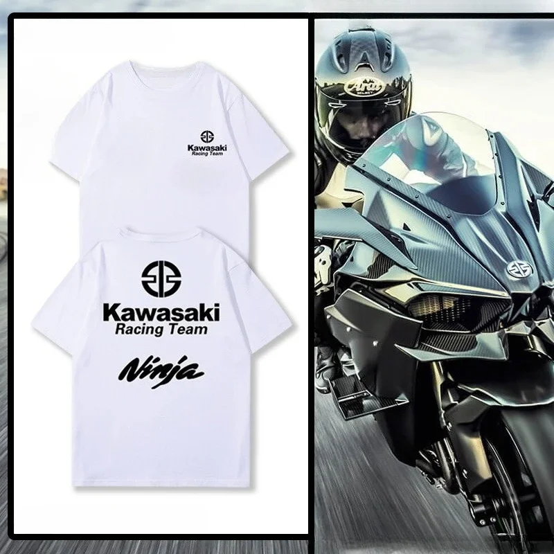 

Kawasaki Motorcycle Enthusiast Racing Team Summer Autumn Men‘s Women’s Cotton T Shirt Loose Casual Short Sleeve Cycling Tee