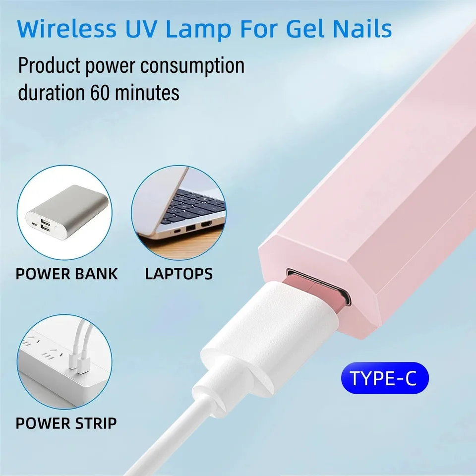 Lámpara de mano UV LED para curado de todo esmalte en gel, recargable por USB, máquina de secado rápido para manicura 4