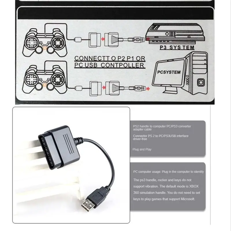 B04B-1 Piece Games Controller Adapter Games Controller Converter For PS2 Dualshock Joypad Gamepad To PS3 PC USB Cable