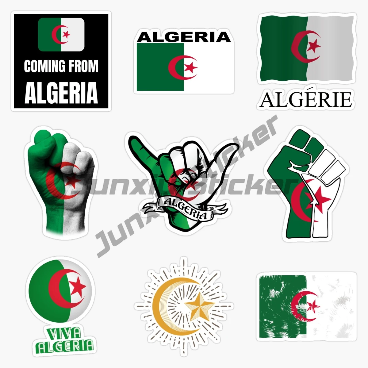 

ALGERIA Map National Flag and Emblem Vinyl Self-adhesive Car Sticker Window Motorcycle Helmet Decal PVC DIY