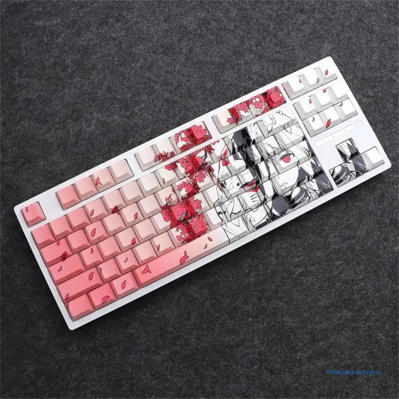 136PCS Keycaps with Translucent Anime Girl Theme Side Print Backlights Keycap DropShipping