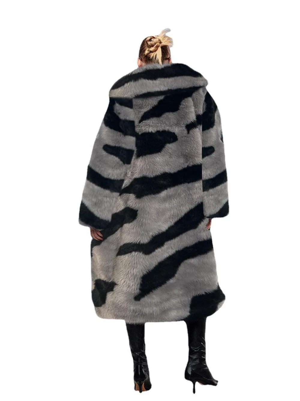 Woman Clothingformal DressesImitation Tiger Pattern For Women, Extended Artificial , Loose Fur Coat, New, Co, 2024