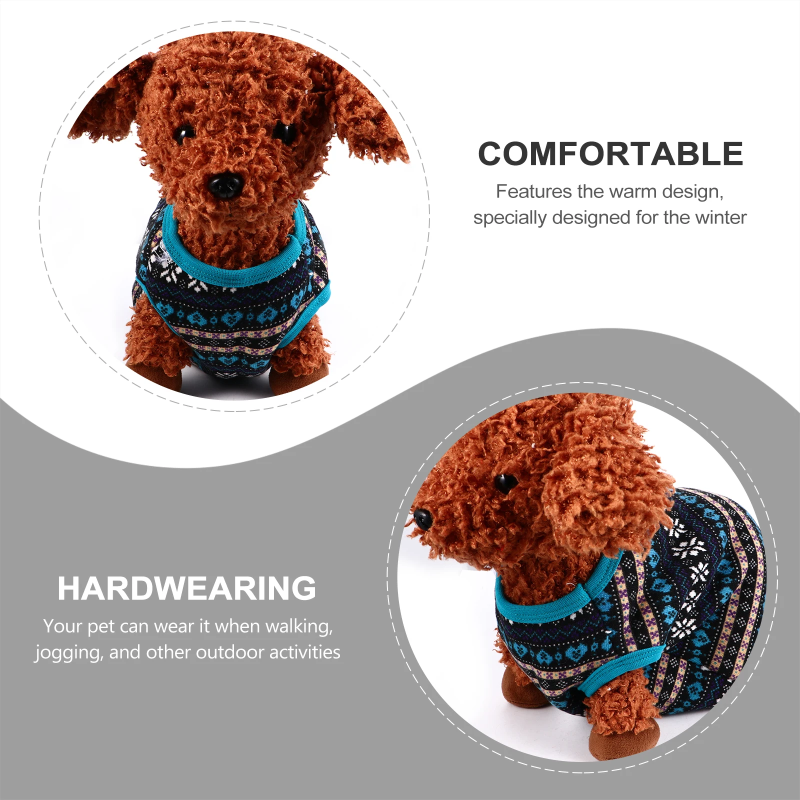 

Fleece Dog Warm Coat Pet Clothes Turtleneck Jacket Outfit Costume Blue Winter Plus Size Soft Material Durability Long Lasting