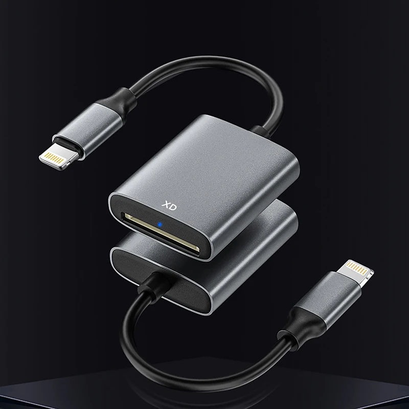 Leitor de cartão de memória 2 em 1 xd ms, adaptador usb + tipo-c para laptop, computador, tablet, telefone, ipad, conversor de USB-C para relâmpago
