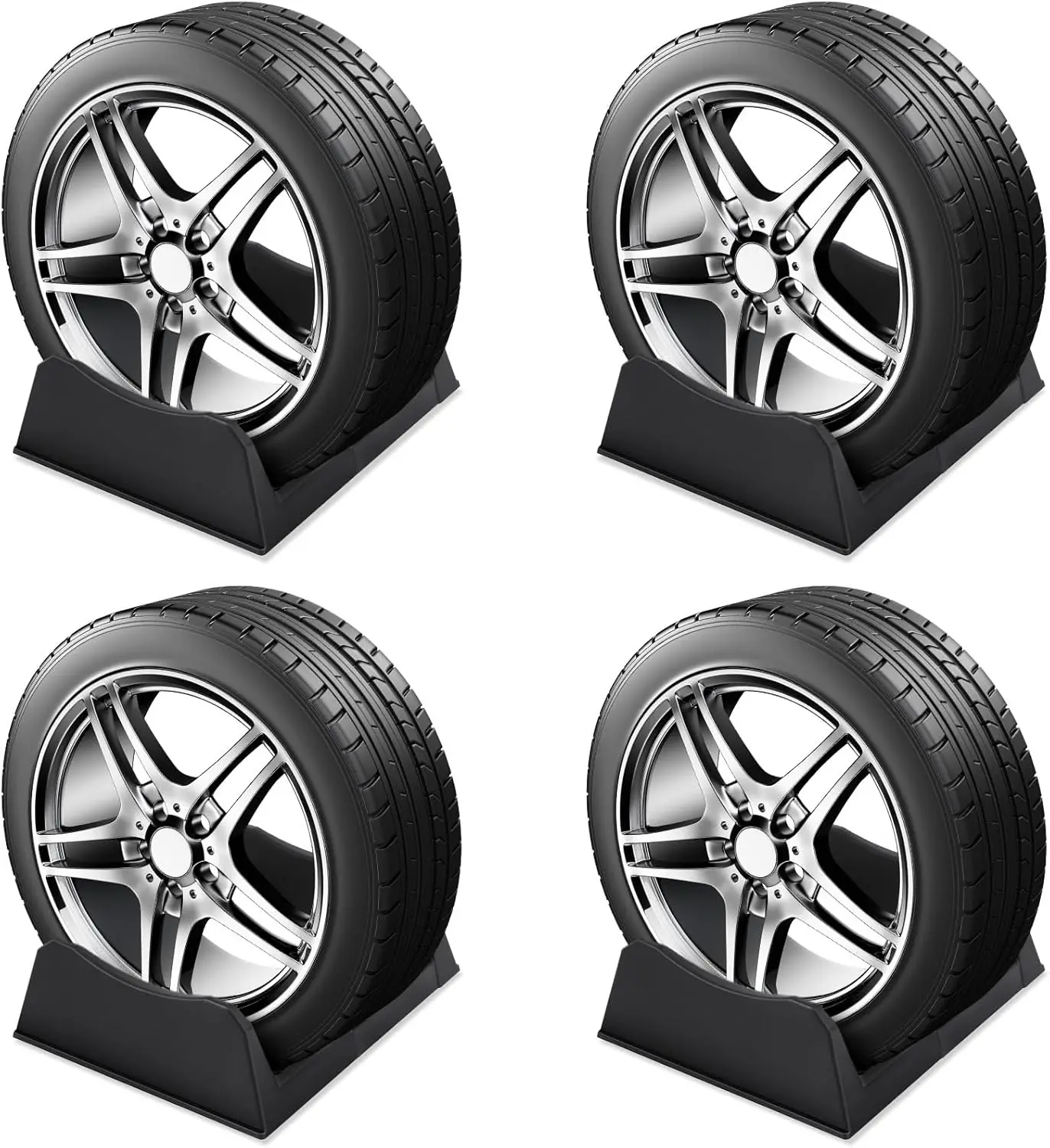 

4 Pcs Adjustable Car Tire Display Stand for Shop Garage Exhibition, Black