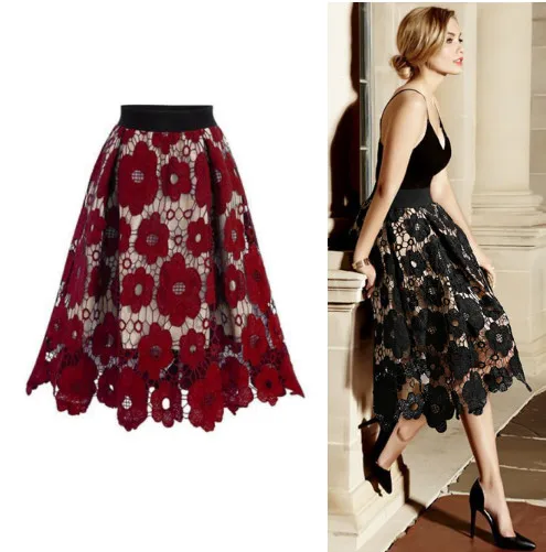 

plus Size Lace f Skirt Slimming Mid-Length Trendy Women's Street Sle High Waist A-Line Skirt for plus Size Women