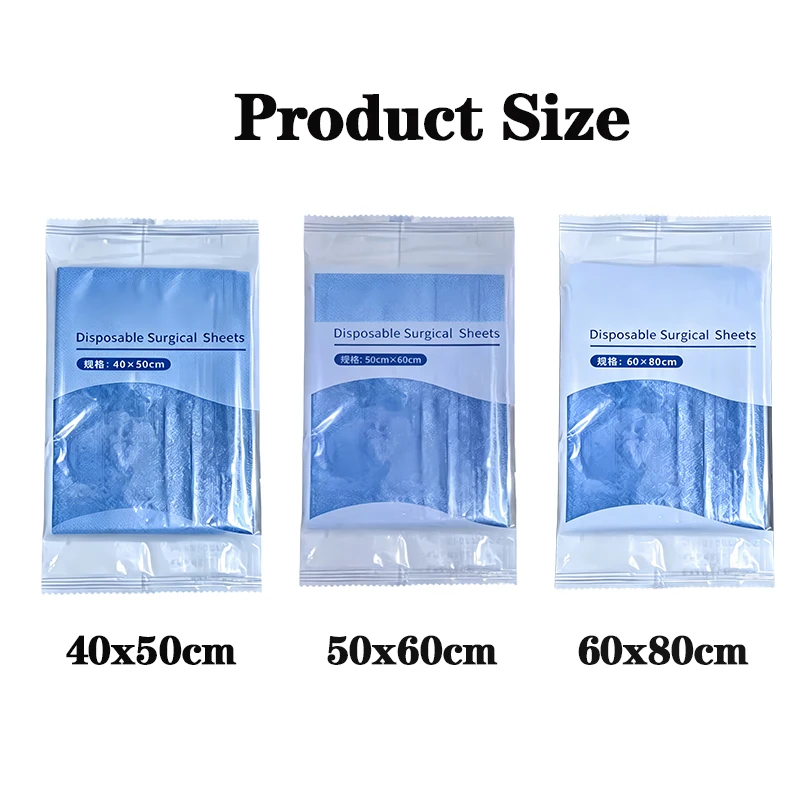100/200Pcs Dental Surgical Drapes Sheet Blue Towel Non-woven Sterile Waterproof/Oil-Proof Thick Nursing Pad 40x50cm 50x60cm