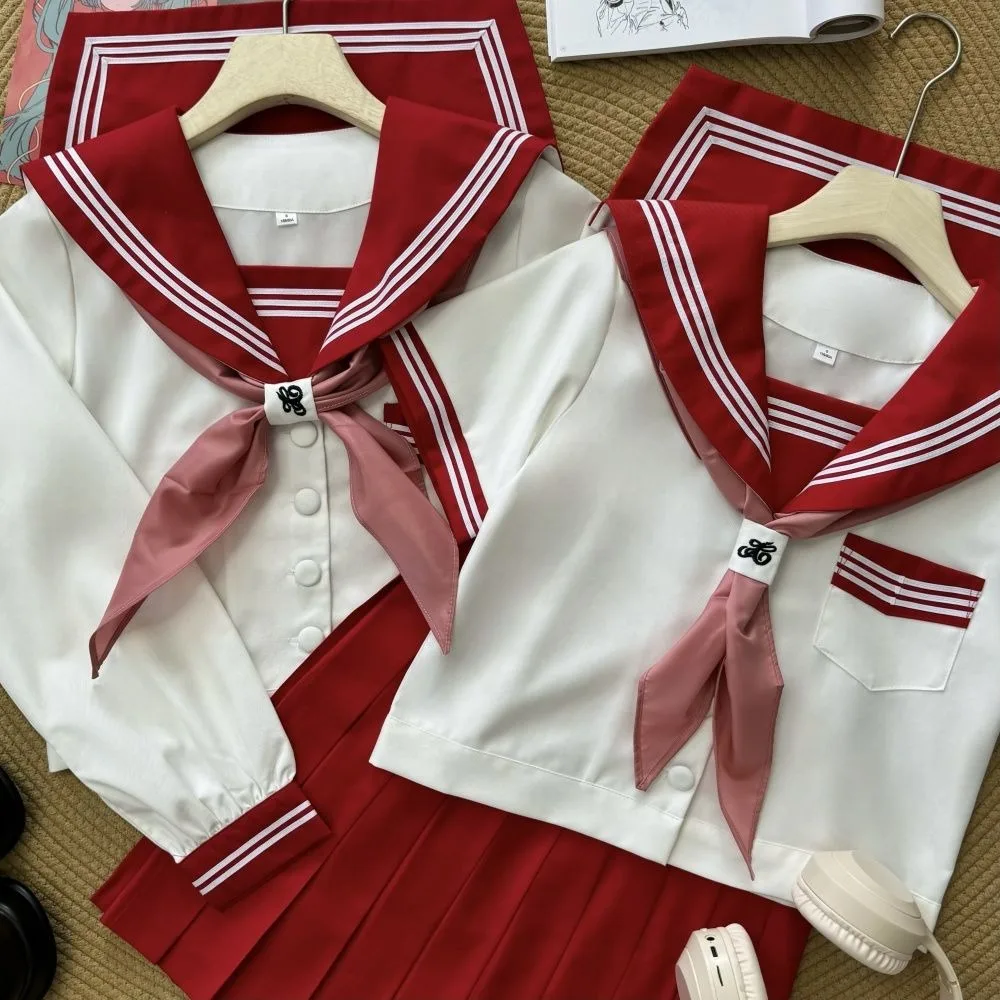 Uniforme Jk Abito da marinaio di base a tre colori Maniche lunghe e corte Abito uniforme da campus Jk giapponese Uniforme da marinaio cosplay anime