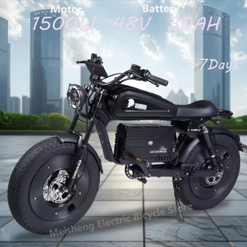 ZPW Black Warrior 1500W Motorbikes 48V 60AH Ebike Adult Road Electric Bicycle 20 inch Off-road Fat Tyre Electric Bike 2000w