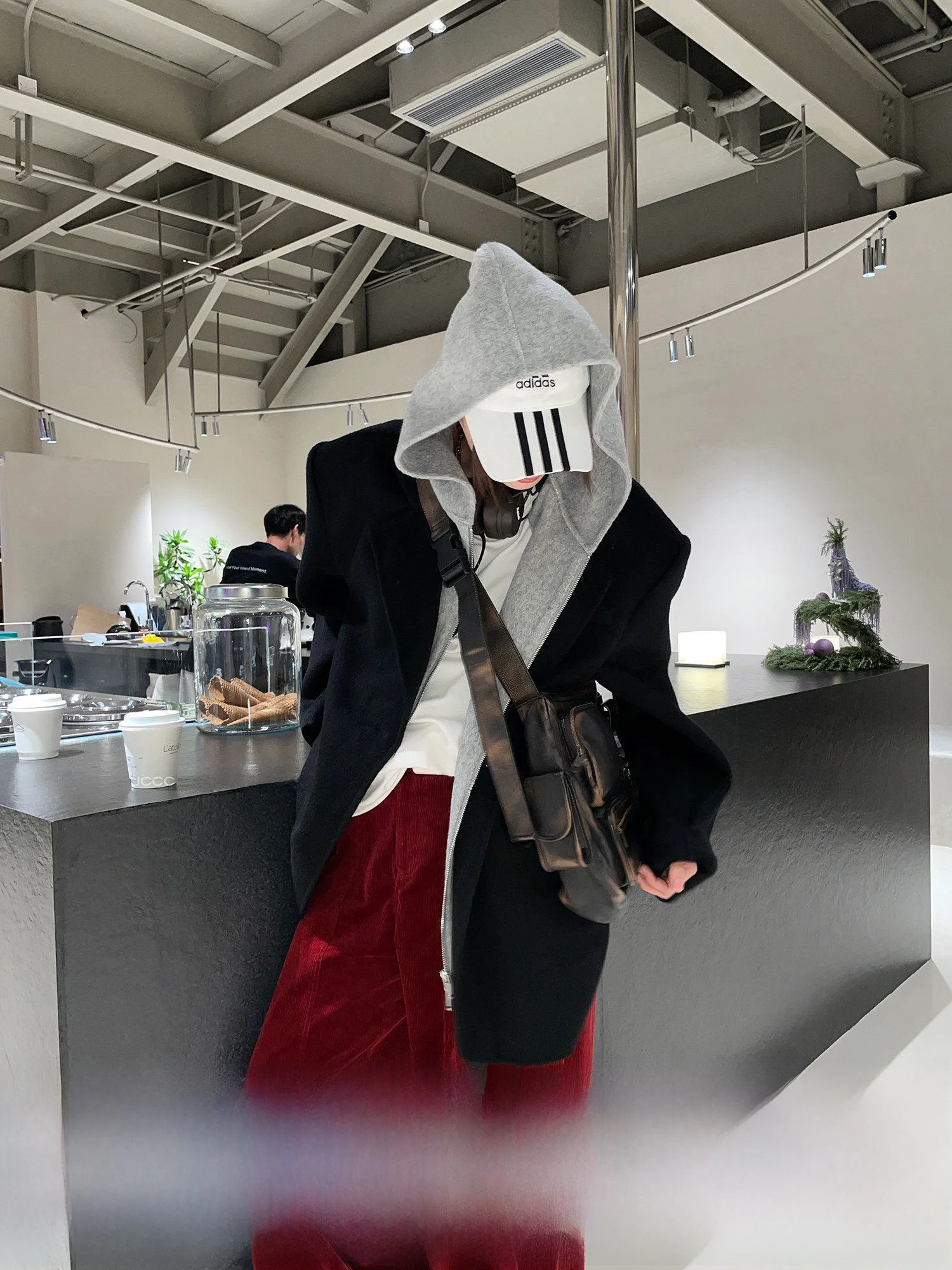 

Elegant Double-Faced Woolen Coat with Hood by JCCC 100% Pure Wool Zipper Closure Long Sleeve Loose Fit Style for Women