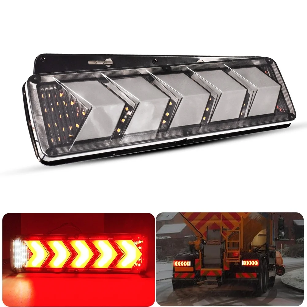 Brake Signal LED Tail Light For Road Safety High Brightness LED Multi-function Signals Iron Plate Backing For Trailer Black