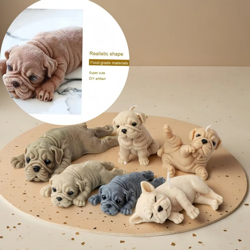 اليدوية سيليكون شار بي الكلب قالب شمع لتقوم بها بنفسك ثلاثية الأبعاد الحيوان النحت الحرفية قالب الصابون تمثال راتنج الجص صنع قالب ديكور المنزل