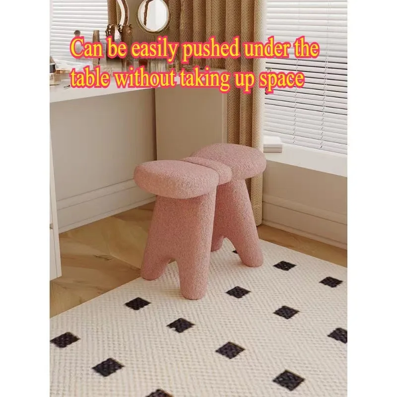 Cream wind makeup stool bedroom simple modern dressing special stool Internet celebrity home light luxury makeup chair manicure view 4