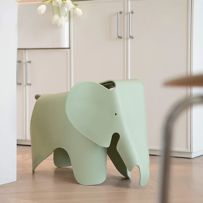 Simple Modern Plastic Elephant Stool for Living Room Furniture Cartoon Animal Ottoman Small Apartment Creative Design Low Stool