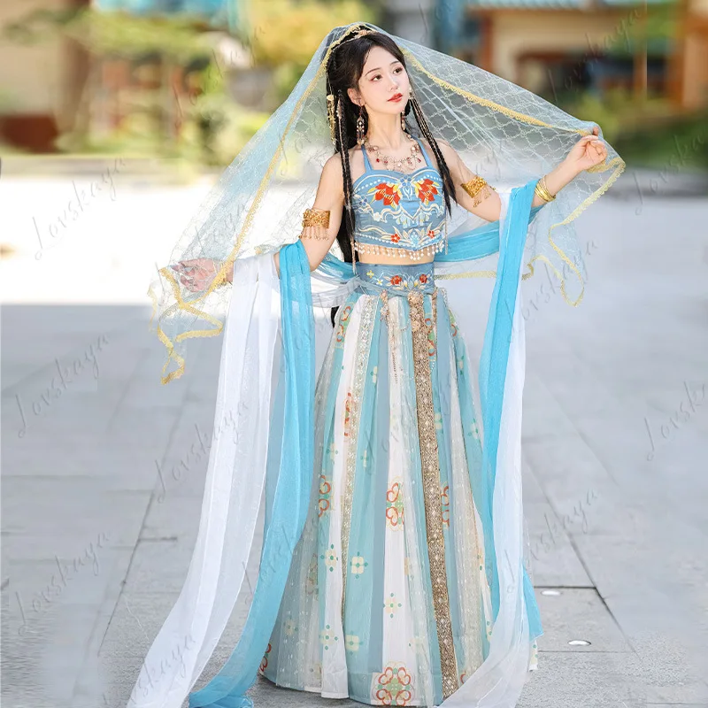 New Summer Dunhuang Style Improved Hanfu Full Set Exotic Western Region Ethnic Costume