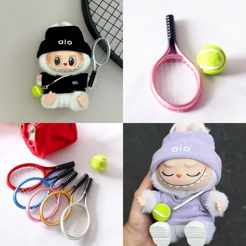 Applicabile a15 17 cm Labubu Mini bambola abbigliamento fai da te con set sportivo da tennis maglione vestiti lavorati a maglia accessori pendenti abbigliamento