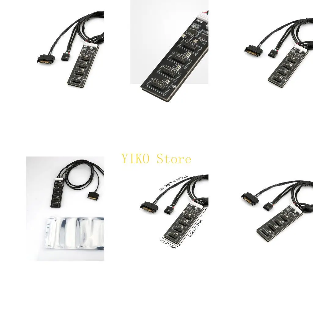 K32C USB2.0 9Pin To 4 Port Header Splitter Hubs With SATAs Power For Motherboards Expansion And Builds