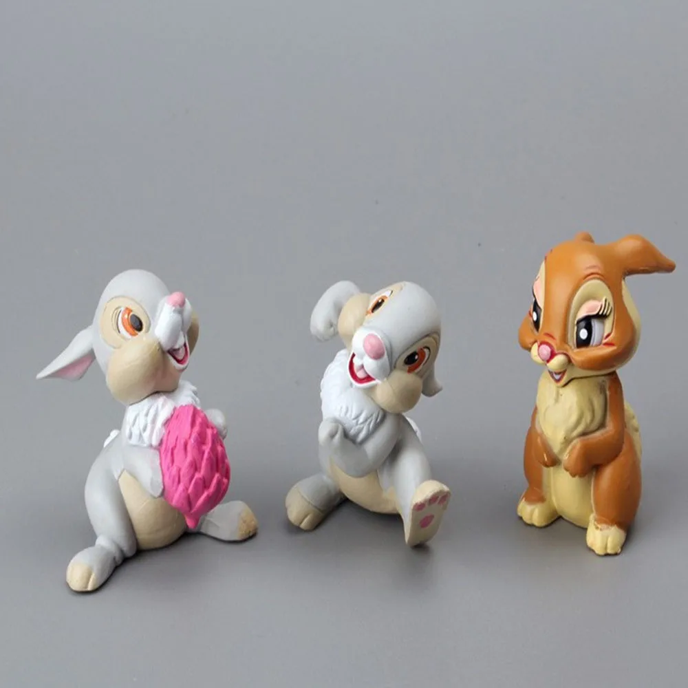 7Pcs Cartoon Bambi Deer Animal Toys PVC Action Figures Rabbit Squirrel Handmade Model Dolls Ornament Gifts For Kids Friends