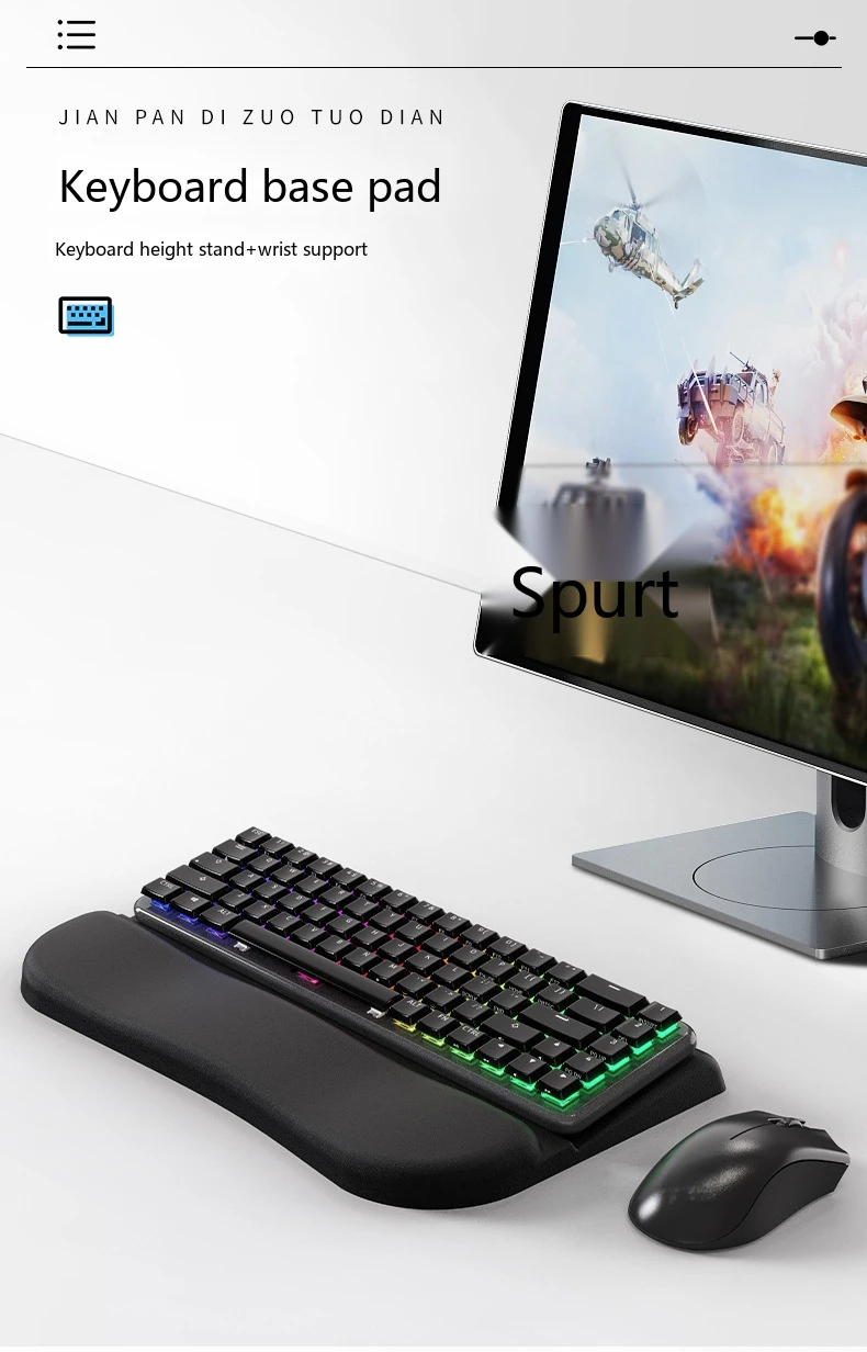Ergonomischer Tastaturständer mit Silikon-Handballenauflage, Neigbarer Desktop-Ständer für Mechanische Tastaturen, Büro und Gaming, Schwarz-Grau – Detail 1