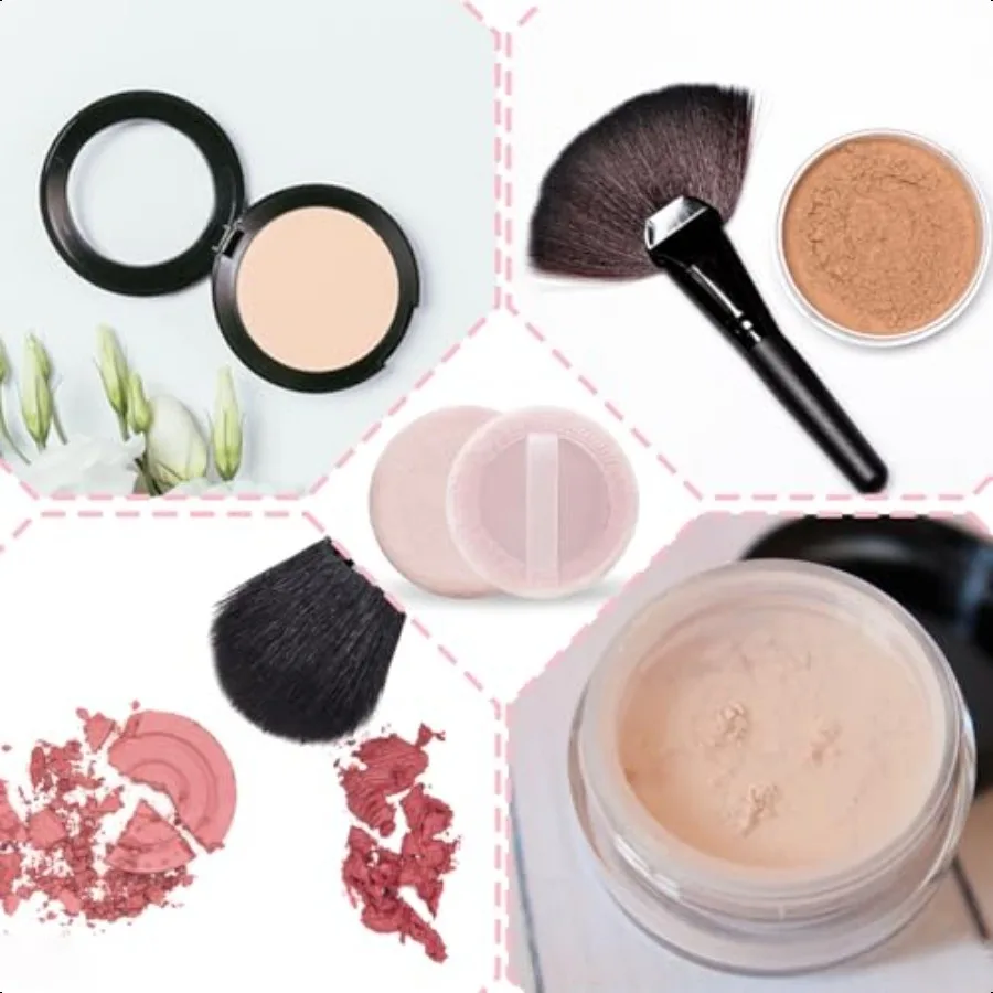 12個入りセッティングパウダーパフ、丸型ピンクメイクアップパウダーパフ、丸型コットンパウダーパフ、コットンコスメティックパフ、ミニポータブルスポンジ